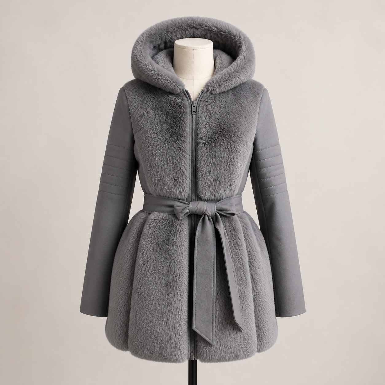 Veste longue ceinturée à capuche — Visuel principal Olvyra — vue 1