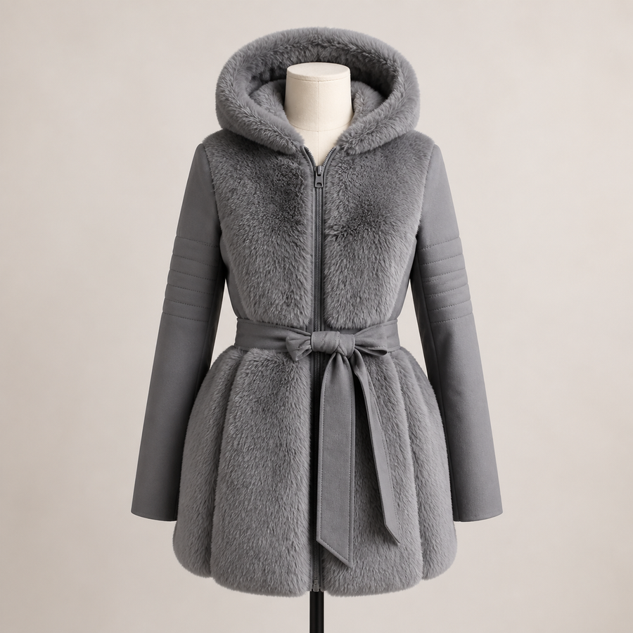 Veste longue ceinturée à capuche — Visuel principal Olvyra — vue 1