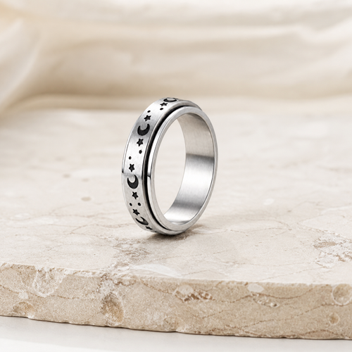 Bague rotative lune et étoiles en acier inoxydable — 6 — vue 2