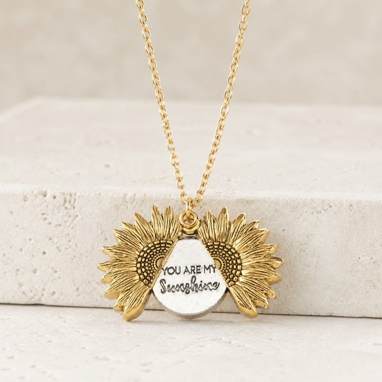 Collier pendentif tournesol — Doré — vue 2