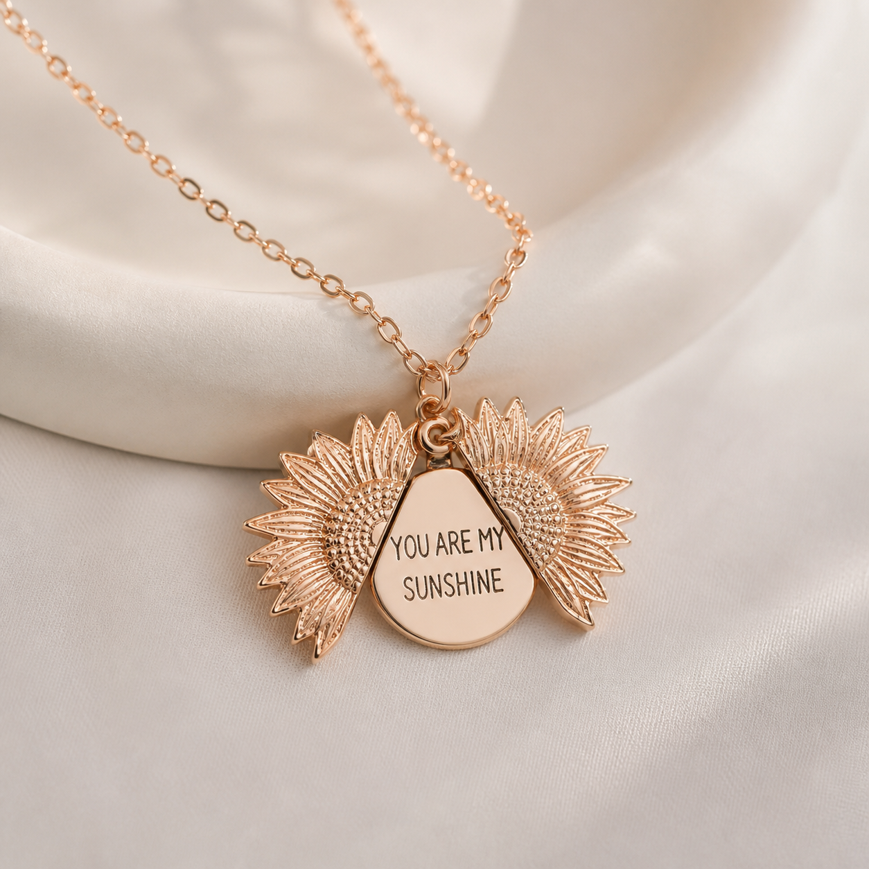 Collier pendentif tournesol — Or rose — vue 3