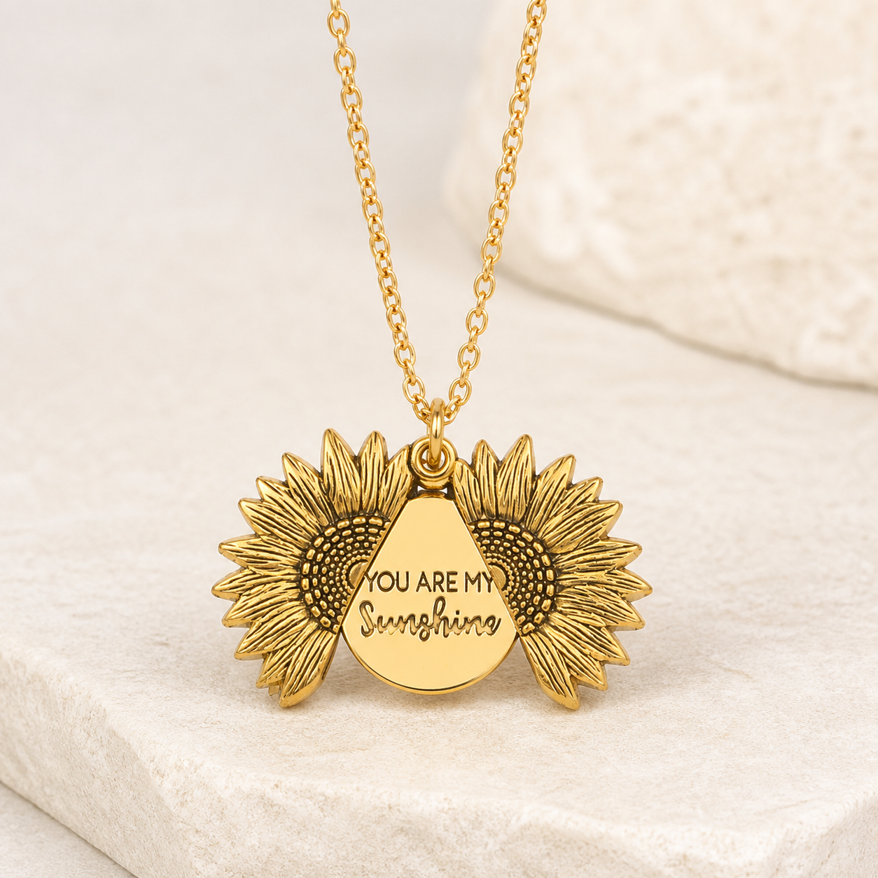 Collier pendentif tournesol — Doré — vue 4