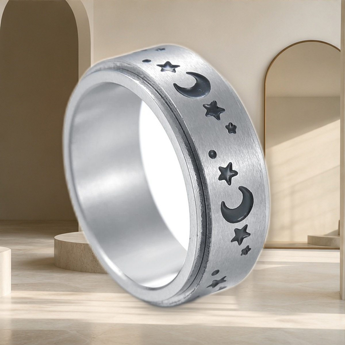 Collier lune et étoiles rotatif — 8MM Xingyue-Number13 — vue 10