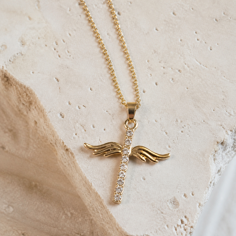 Collier ailes d’ange et croix — Visuel principal Olvyra — vue 1