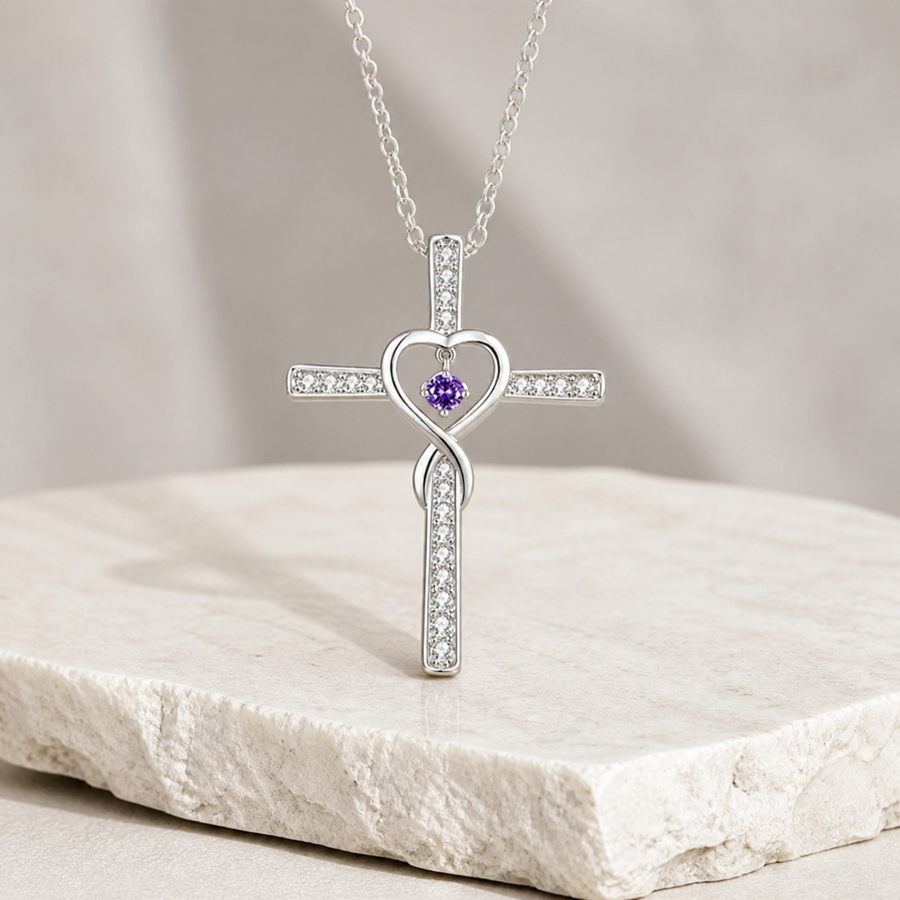 Collier cœur en cristal coloré — Visuel principal Olvyra — vue 1
