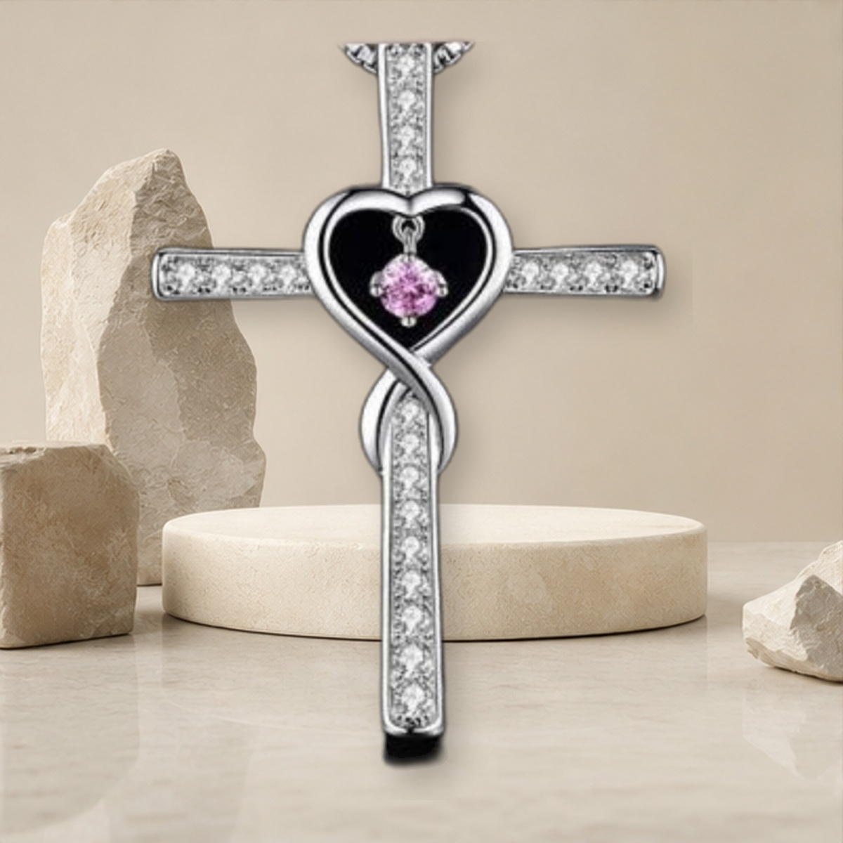 Collier cœur en cristal coloré — 3 Style — vue 4