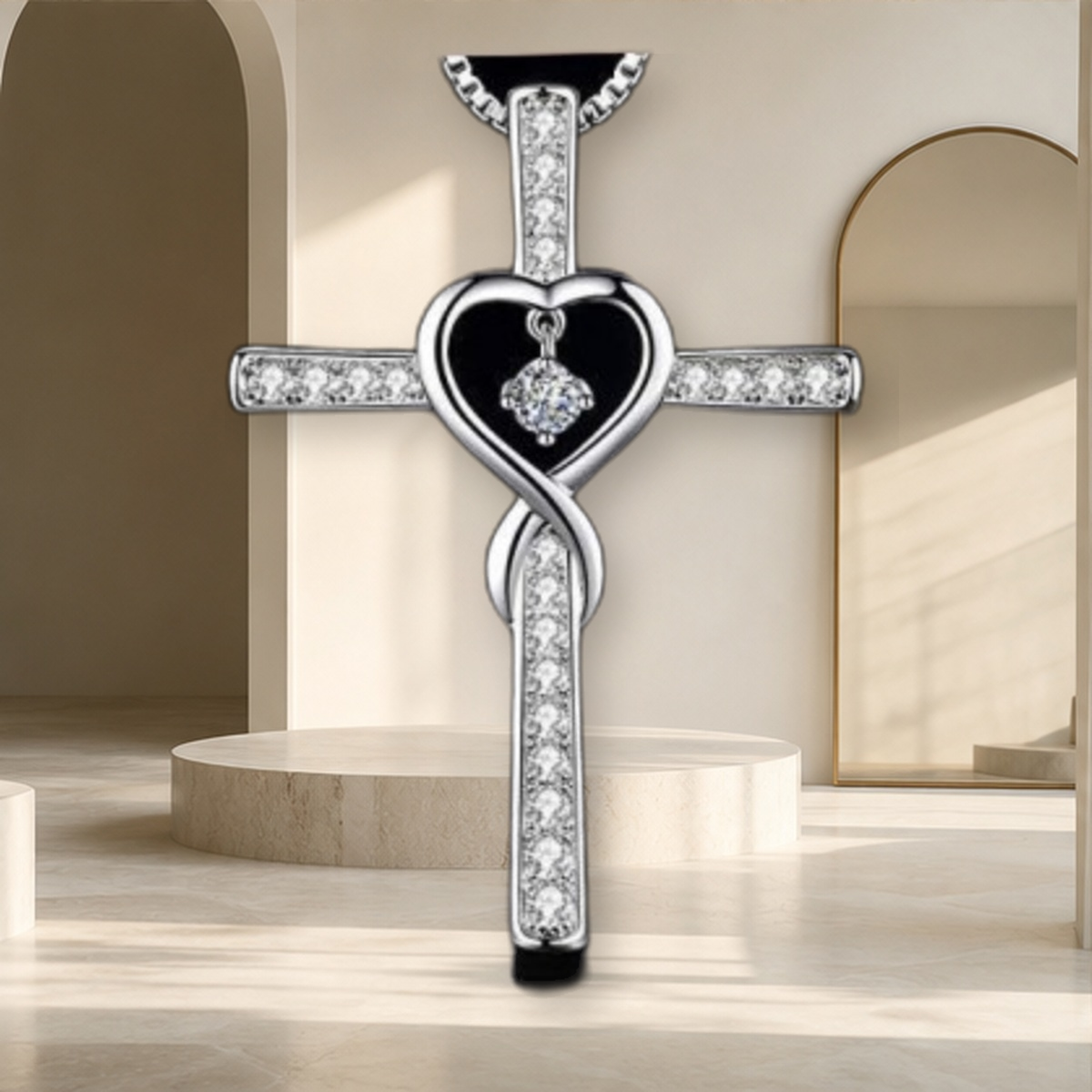 Collier cœur en cristal coloré — 7 Style — vue 8