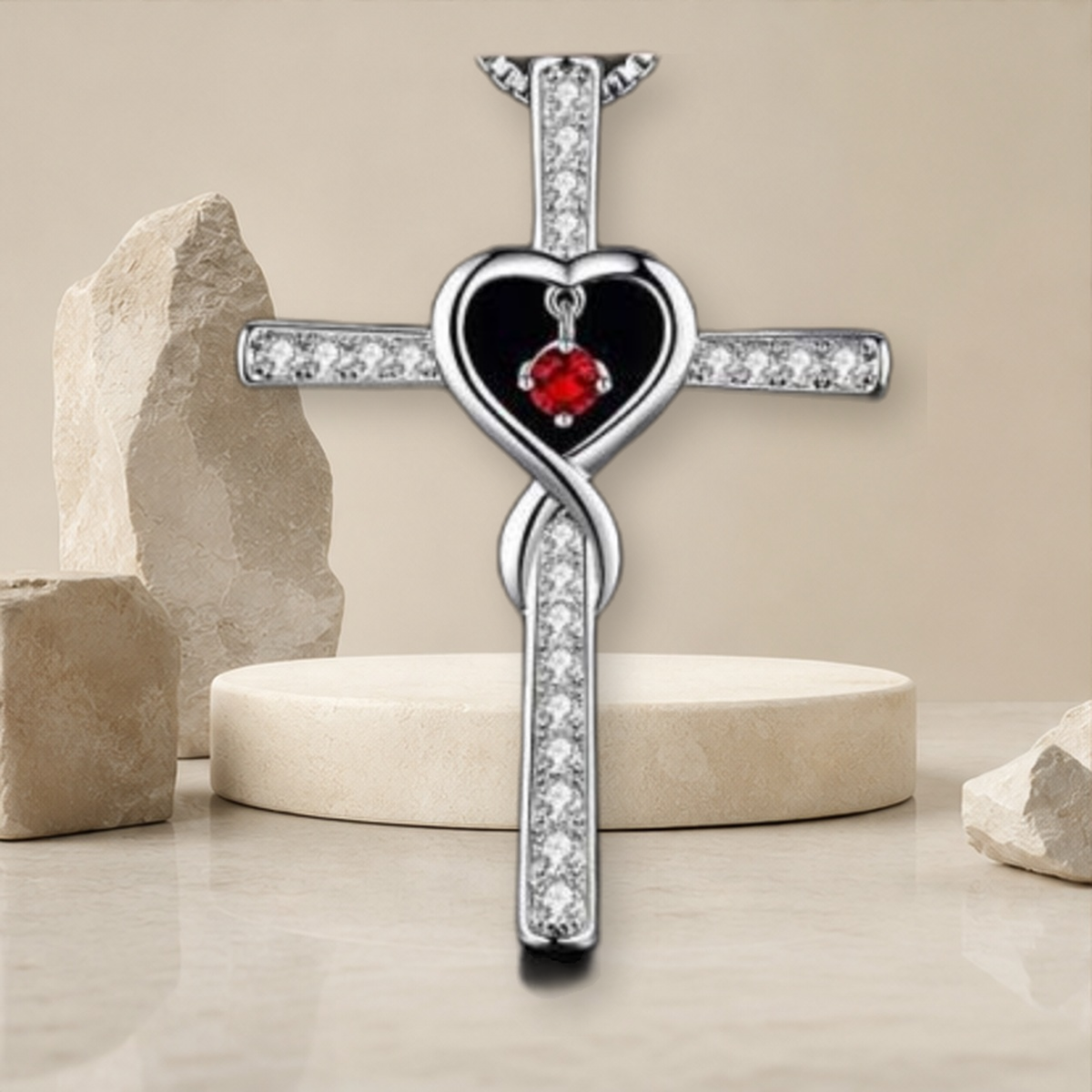 Collier cœur en cristal coloré — 11 Style — vue 12