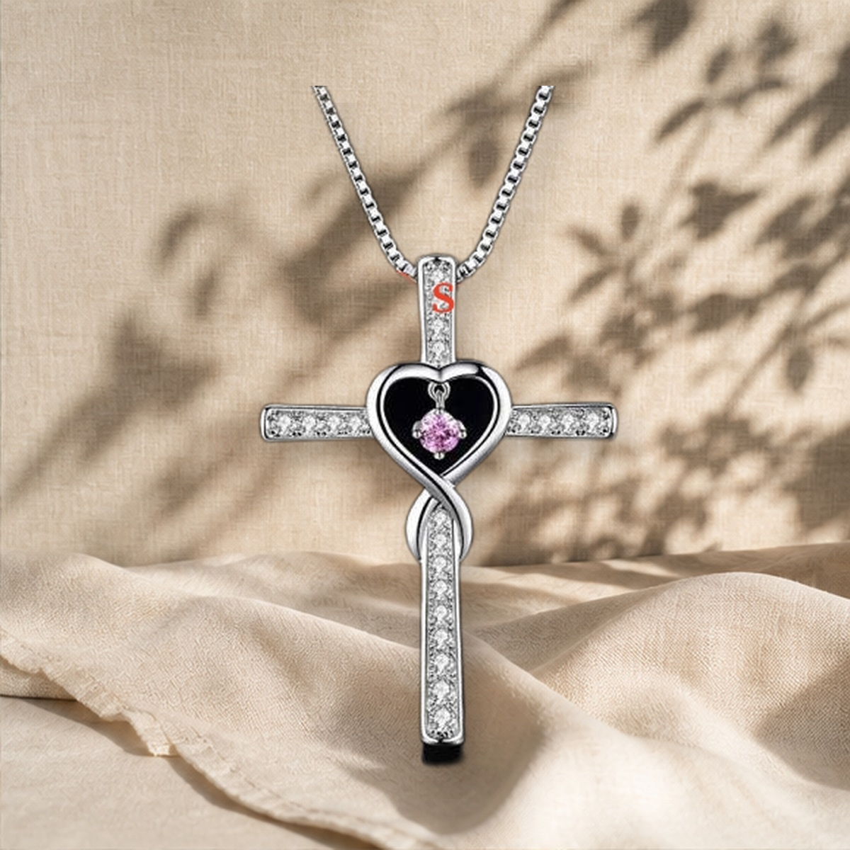 Collier cœur en cristal coloré — 3 Style O sub chains — vue 15