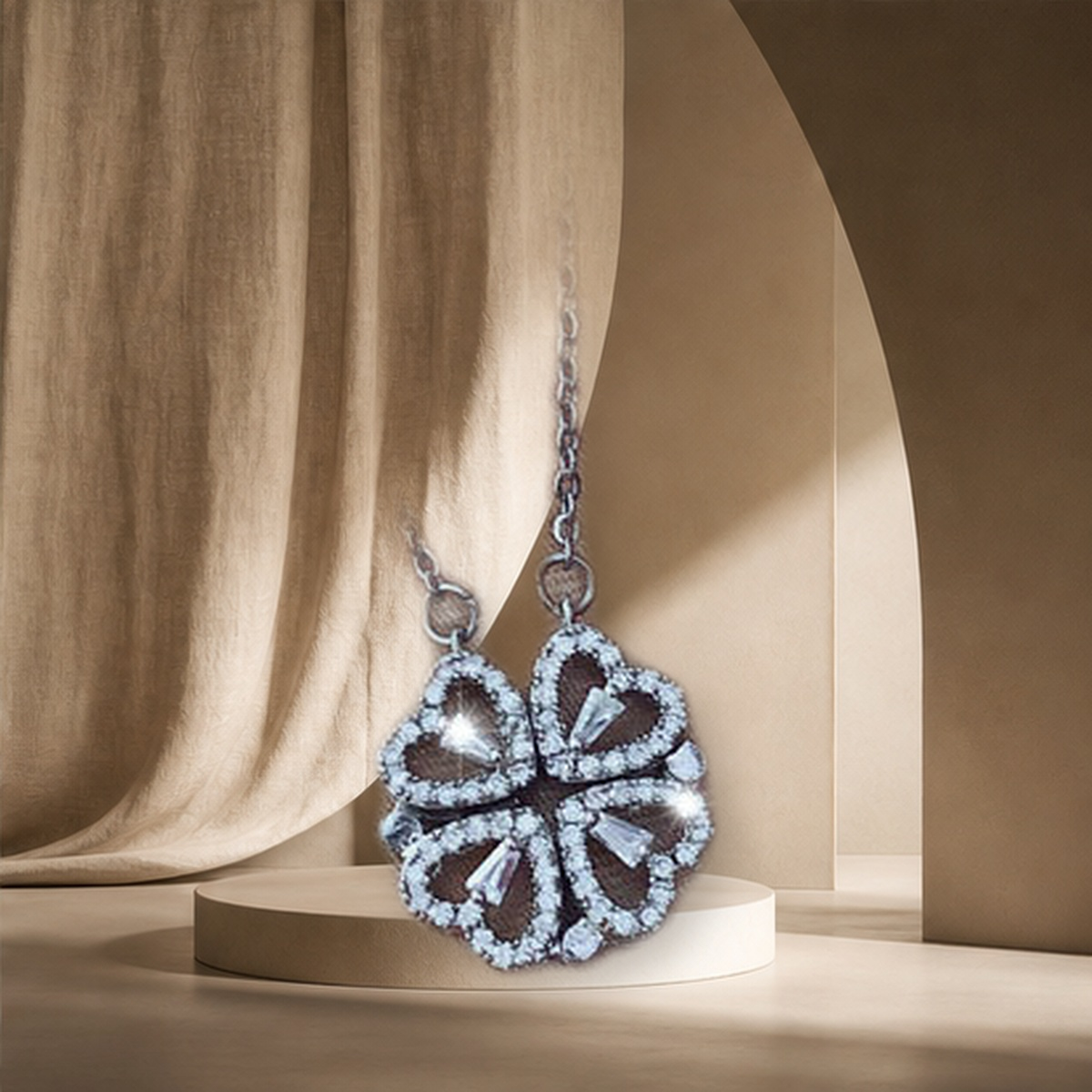 Collier trèfle transformable — Argenté — vue 2