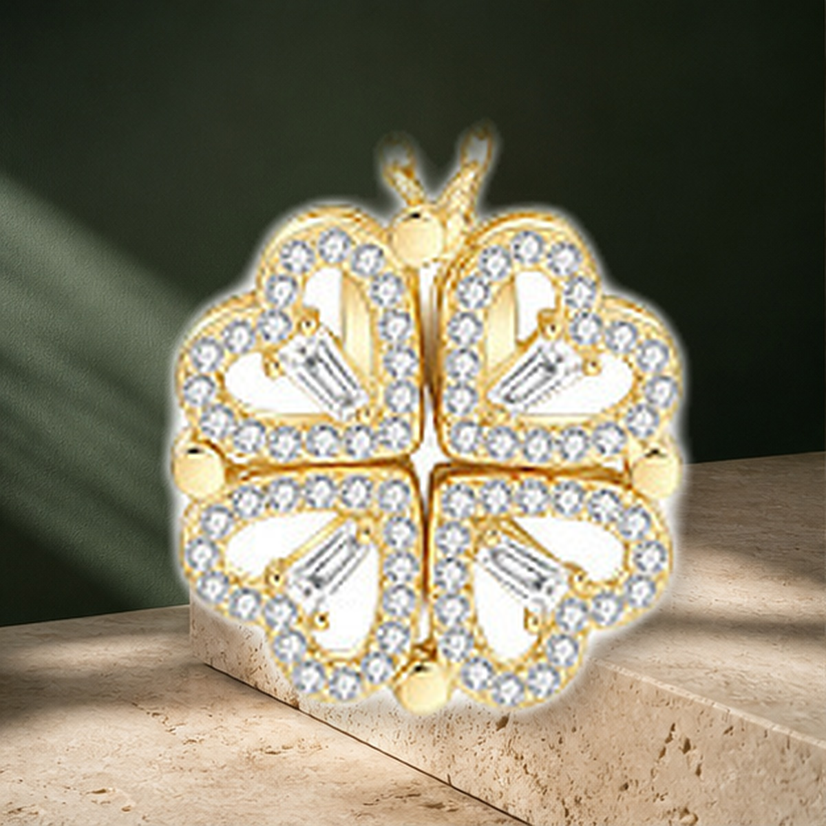 Collier trèfle transformable — Doré — vue 3