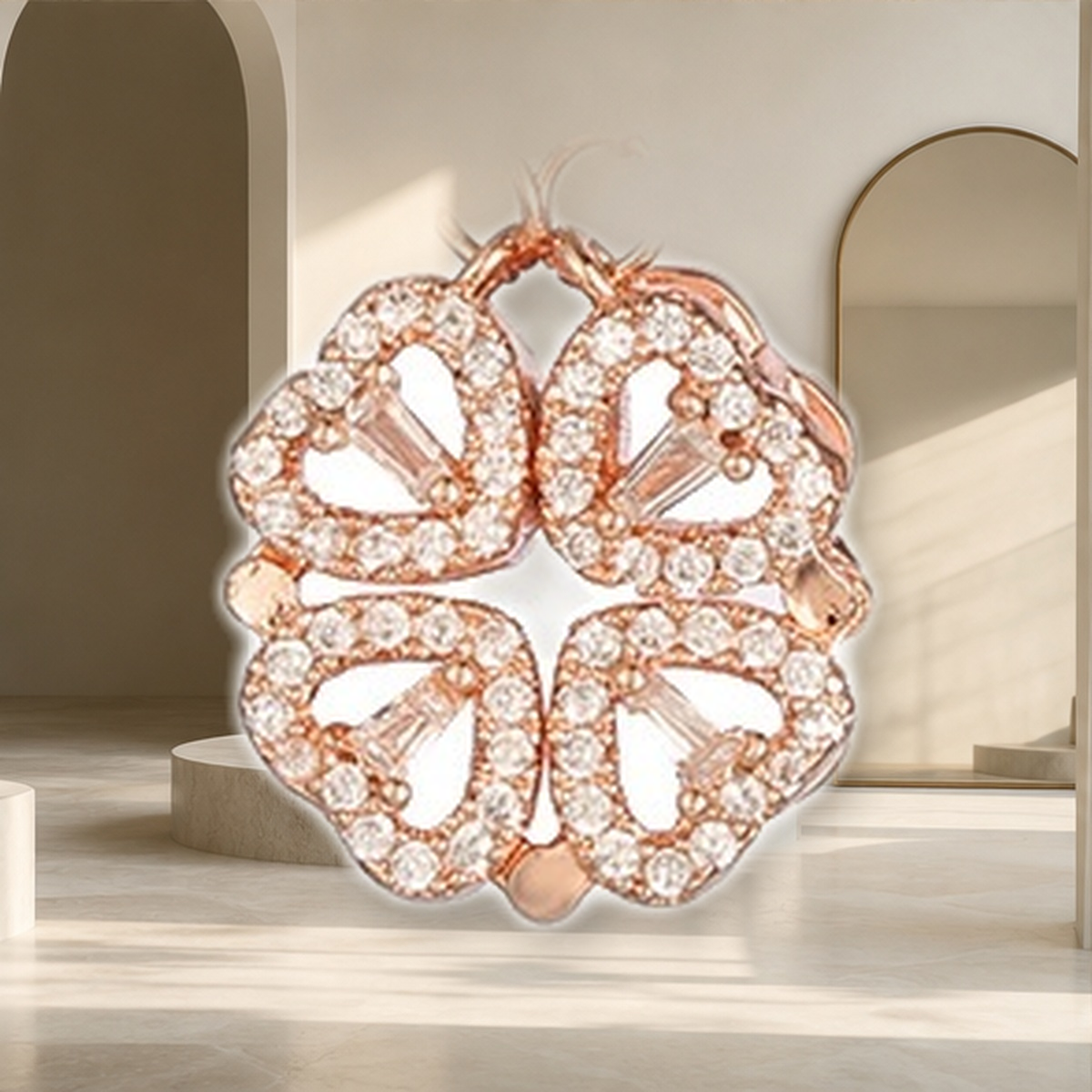 Collier trèfle transformable — X0005 Rose Doré 3 — vue 5