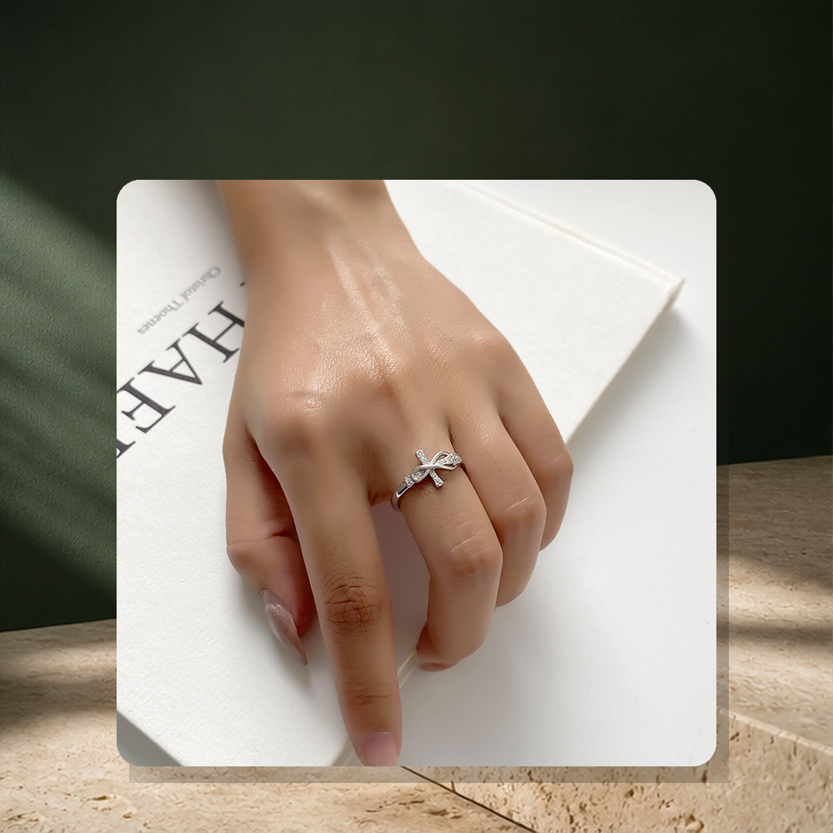 Bague graphique bicolore — Blanc K-adjustable — vue 2