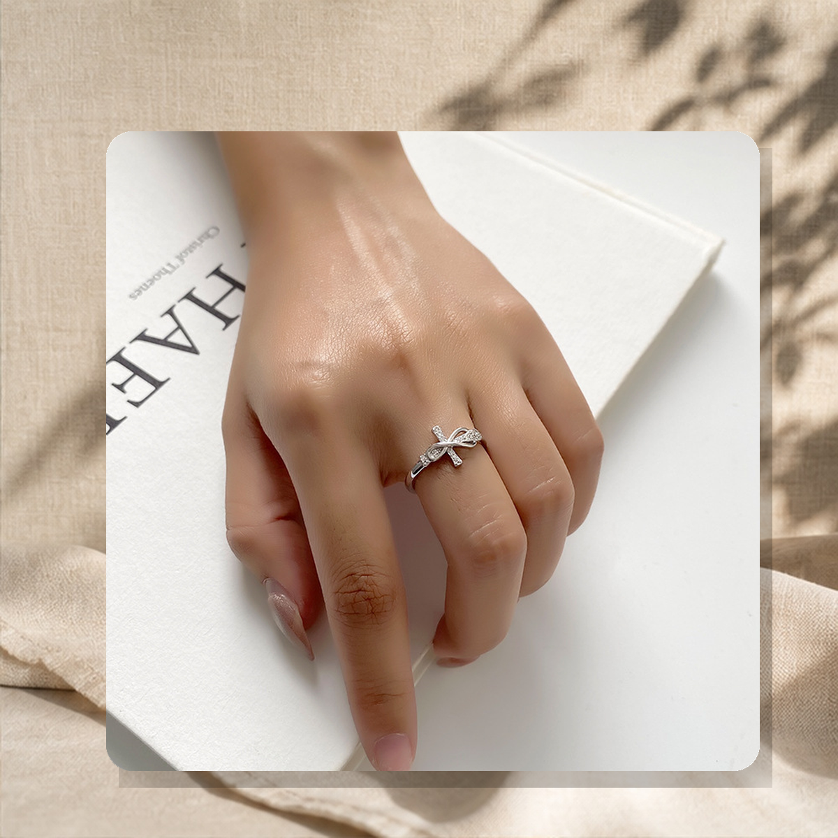 Bague graphique bicolore — Blanc K-adjustable — vue 3