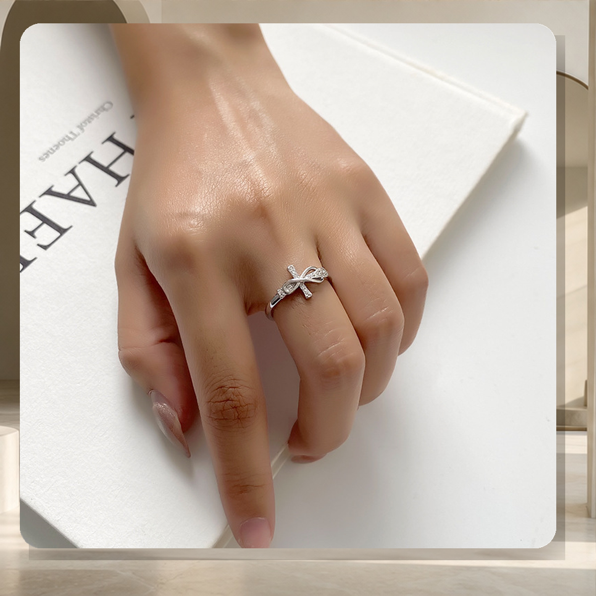 Bague graphique bicolore — Blanc K-adjustable — vue 4