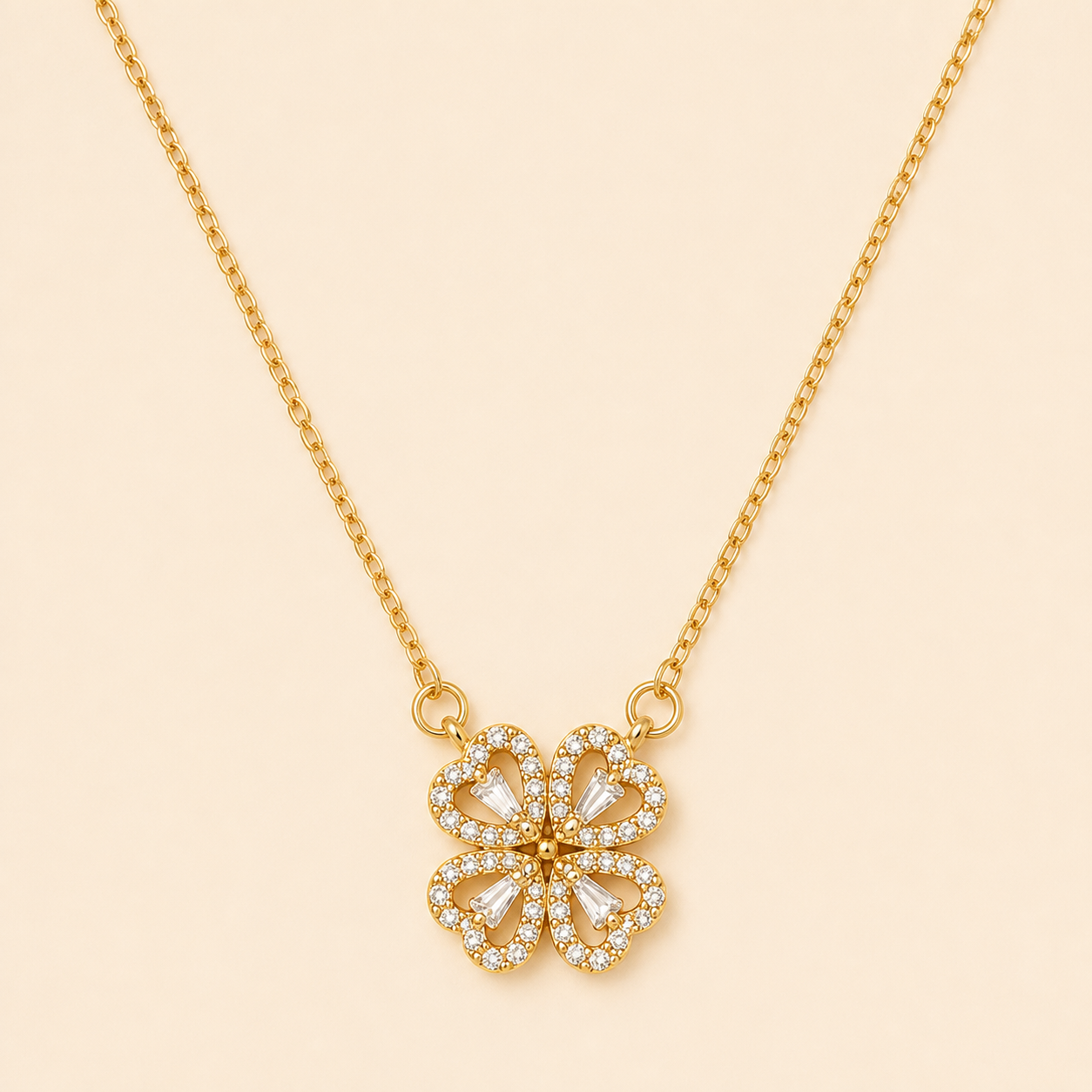 Collier trèfle en acier titane — Doré — vue 2