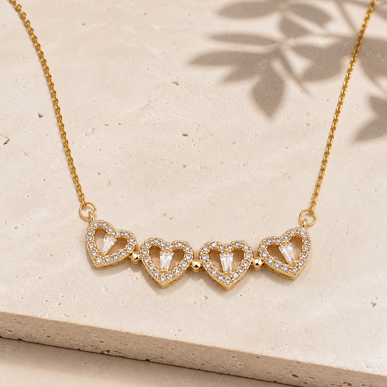 Collier trèfle en acier titane — Doré — vue 4