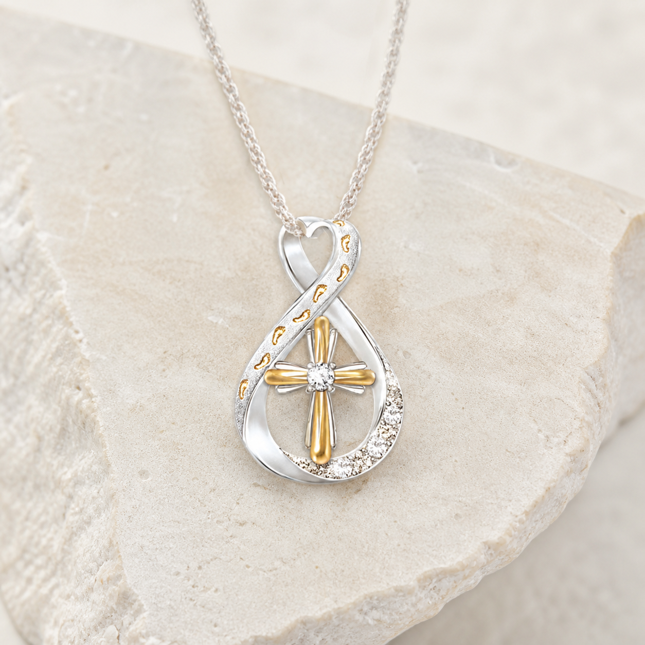Collier pendentif empreinte et croix — Visuel principal Olvyra — vue 1