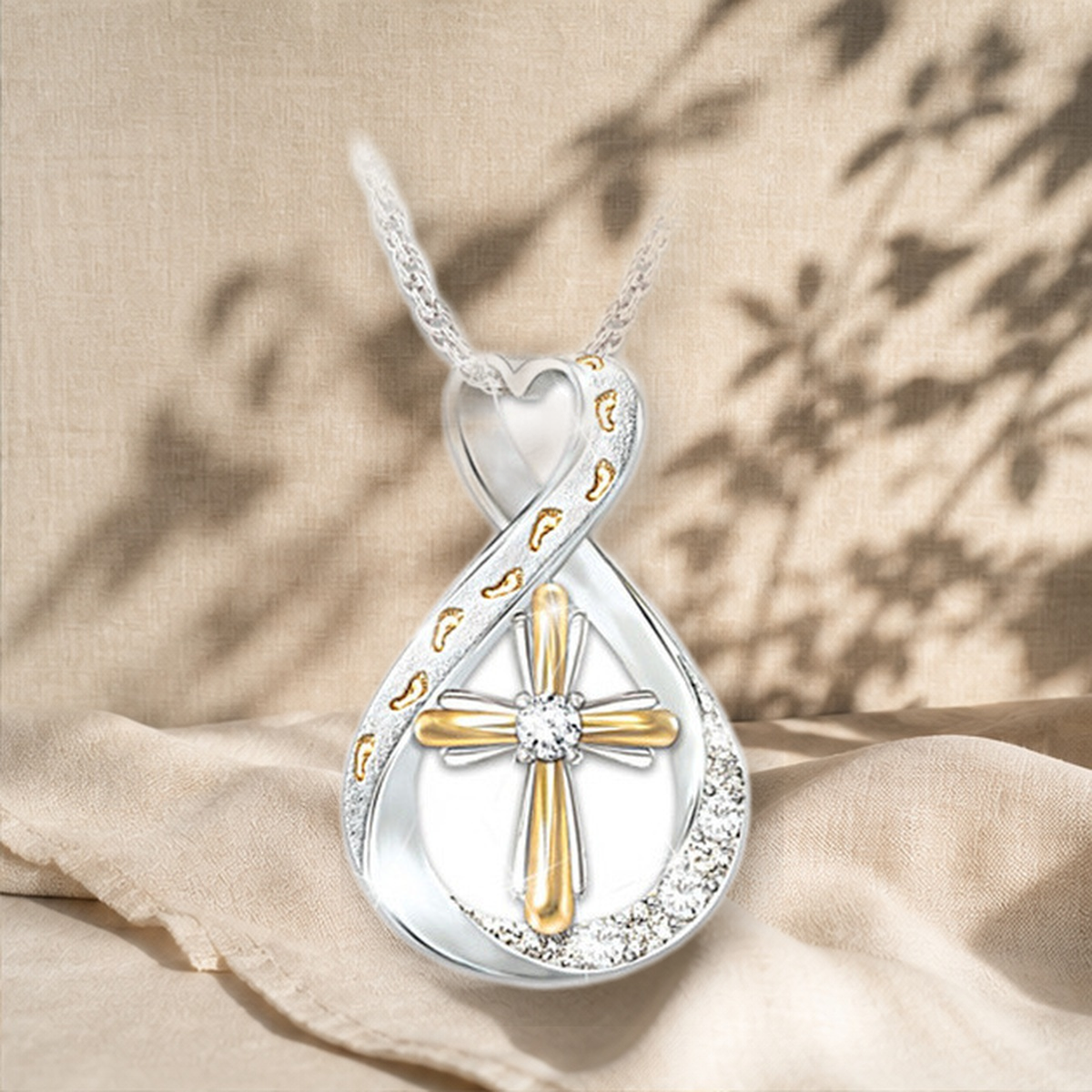 Collier pendentif empreinte et croix — Twocolor cross — vue 2