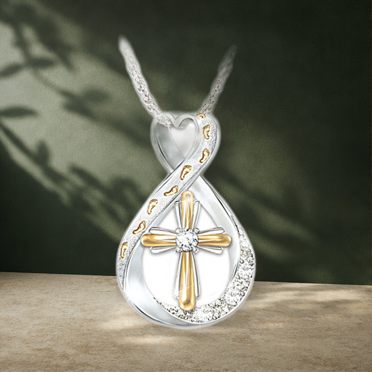 Collier pendentif empreinte et croix — Twocolor cross — vue 5