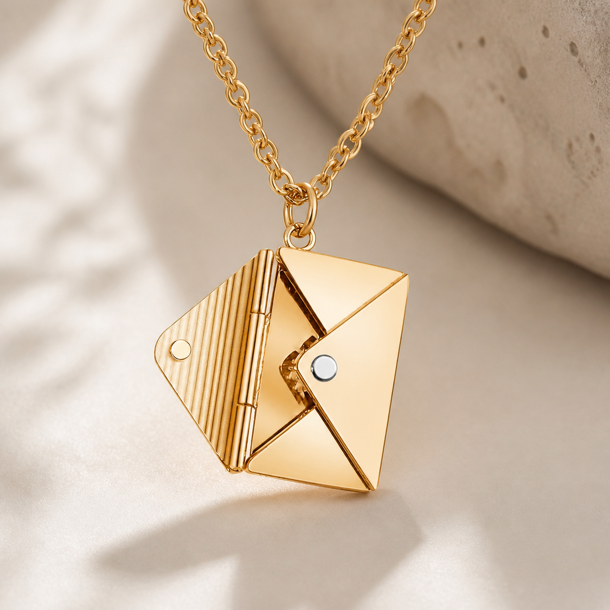 Collier enveloppe en acier titane — Doré — vue 3