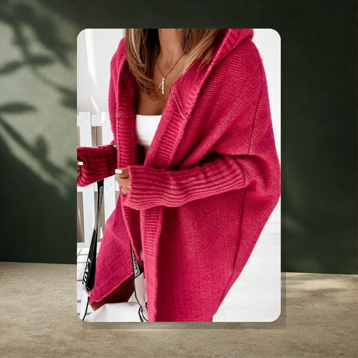 Cardigan oversize à manches chauve-souris — Rouge — vue 5