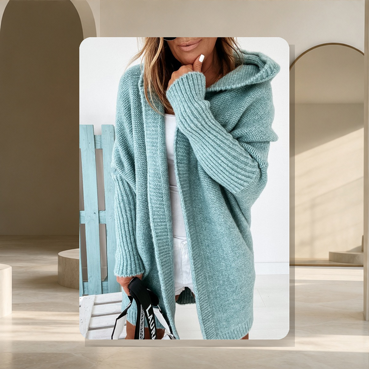 Cardigan oversize à manches chauve-souris — Mint Vert — vue 11