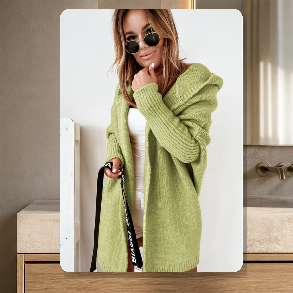 Cardigan oversize à manches chauve-souris — Apple Vert — vue 12
