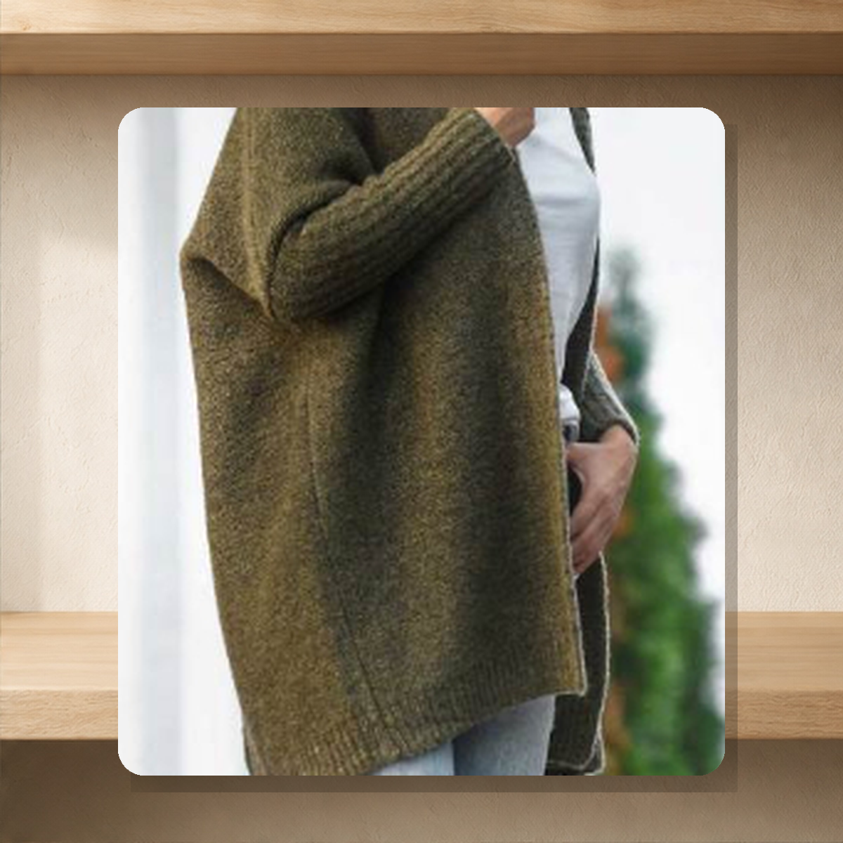 Cardigan oversize à manches chauve-souris — Army Vert — vue 14