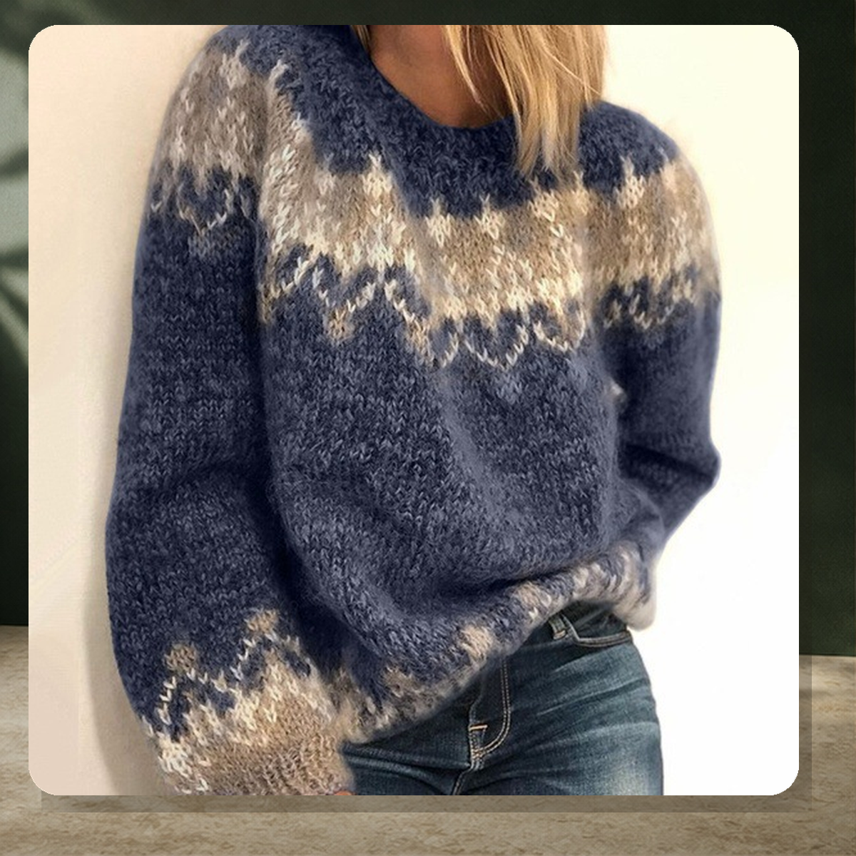 Pull jacquard à motifs — Bleu — vue 4