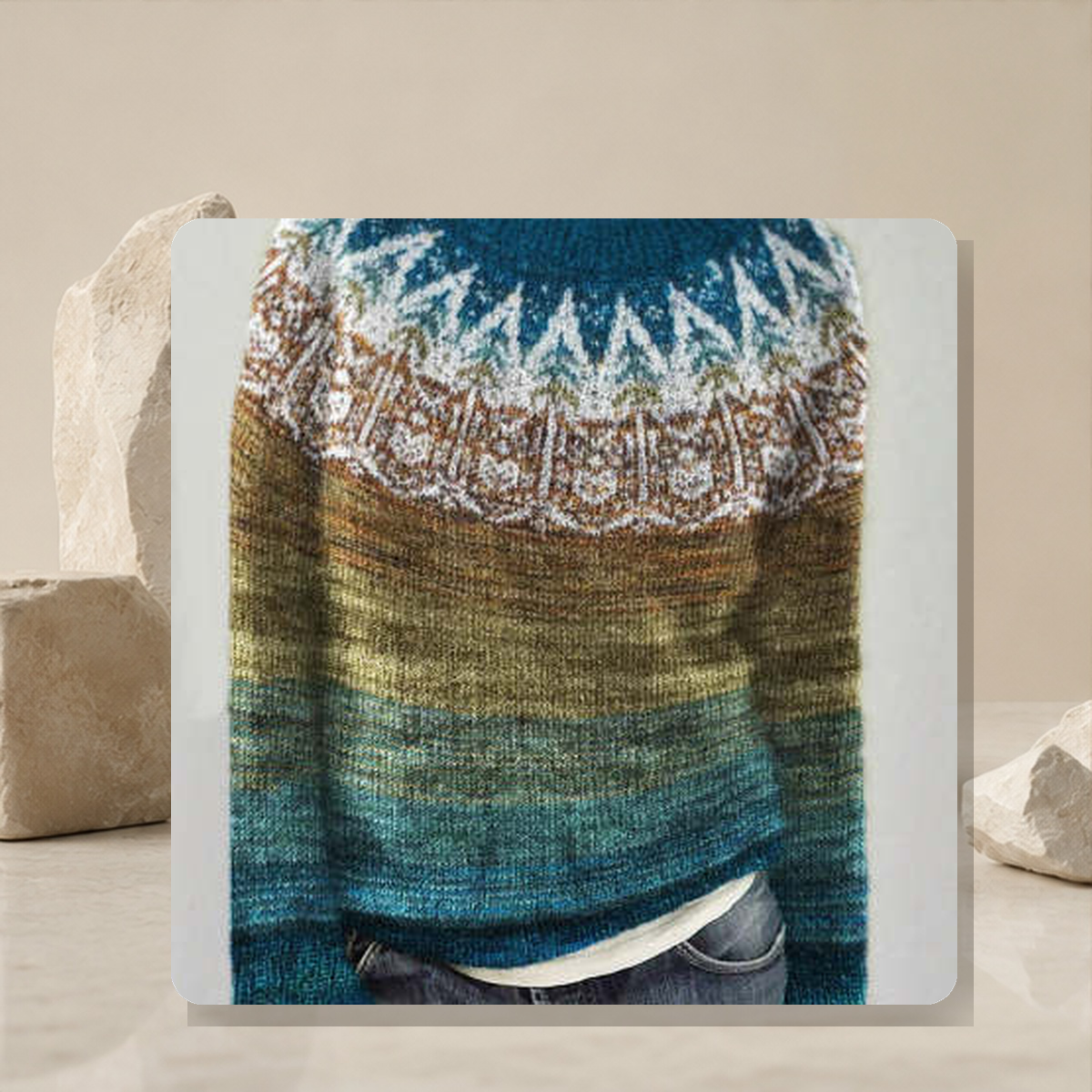 Pull jacquard à motifs — Sky Bleu — vue 6