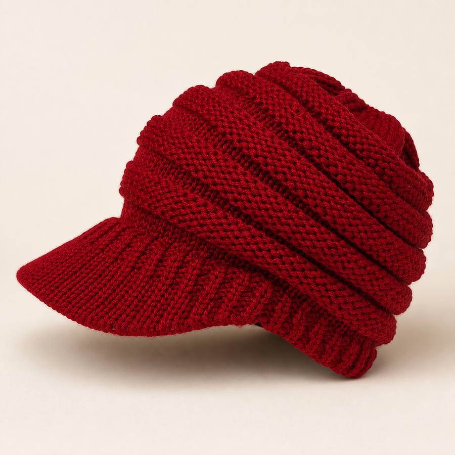Bonnet à visière bordeaux — Burgundy visor beanie