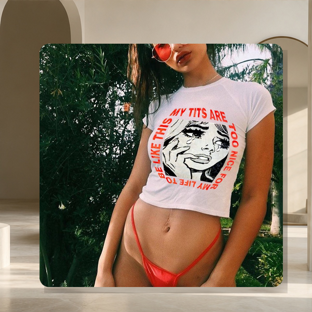 T-shirt ajusté à col rond — Blanc — vue 3