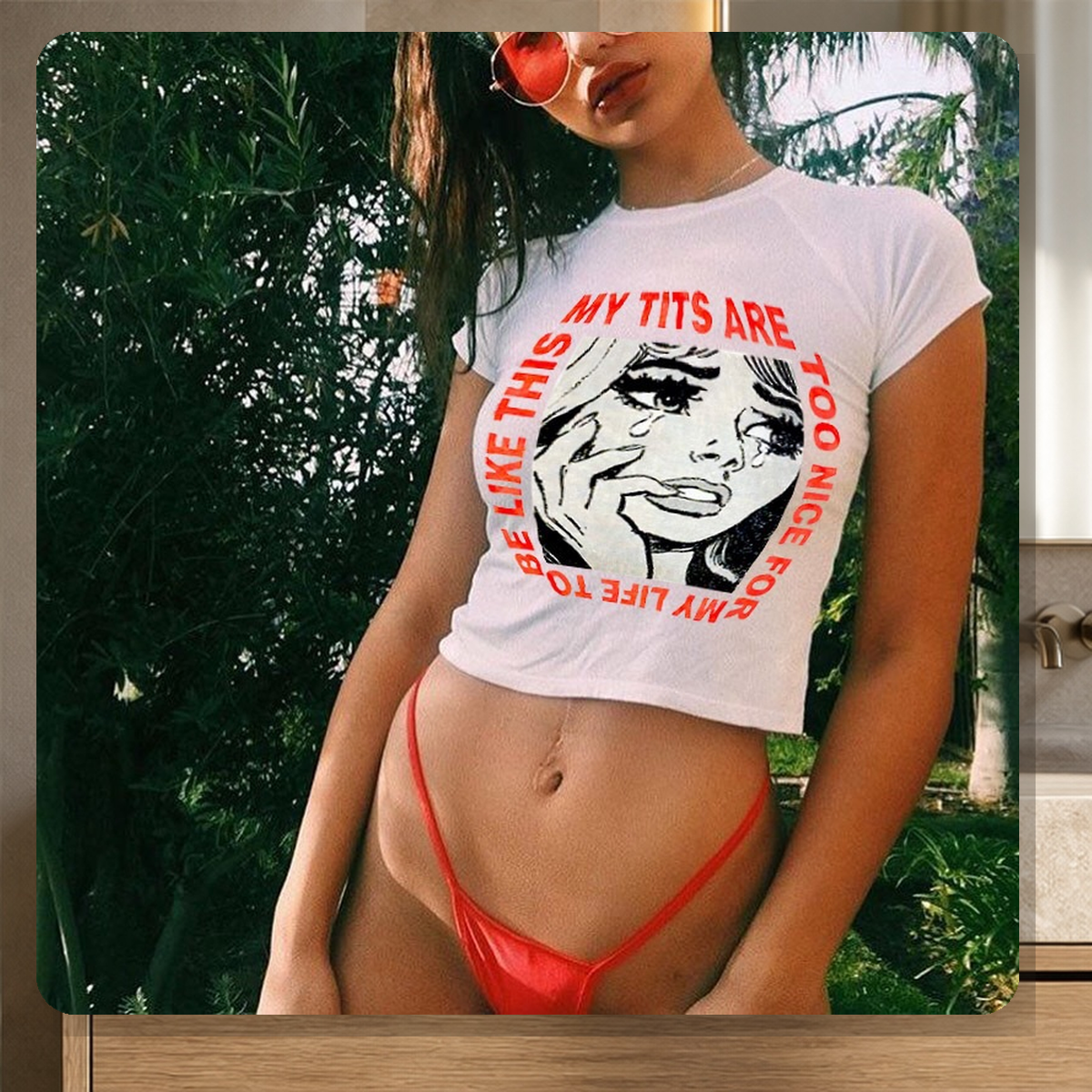 T-shirt ajusté à col rond — Blanc — vue 4