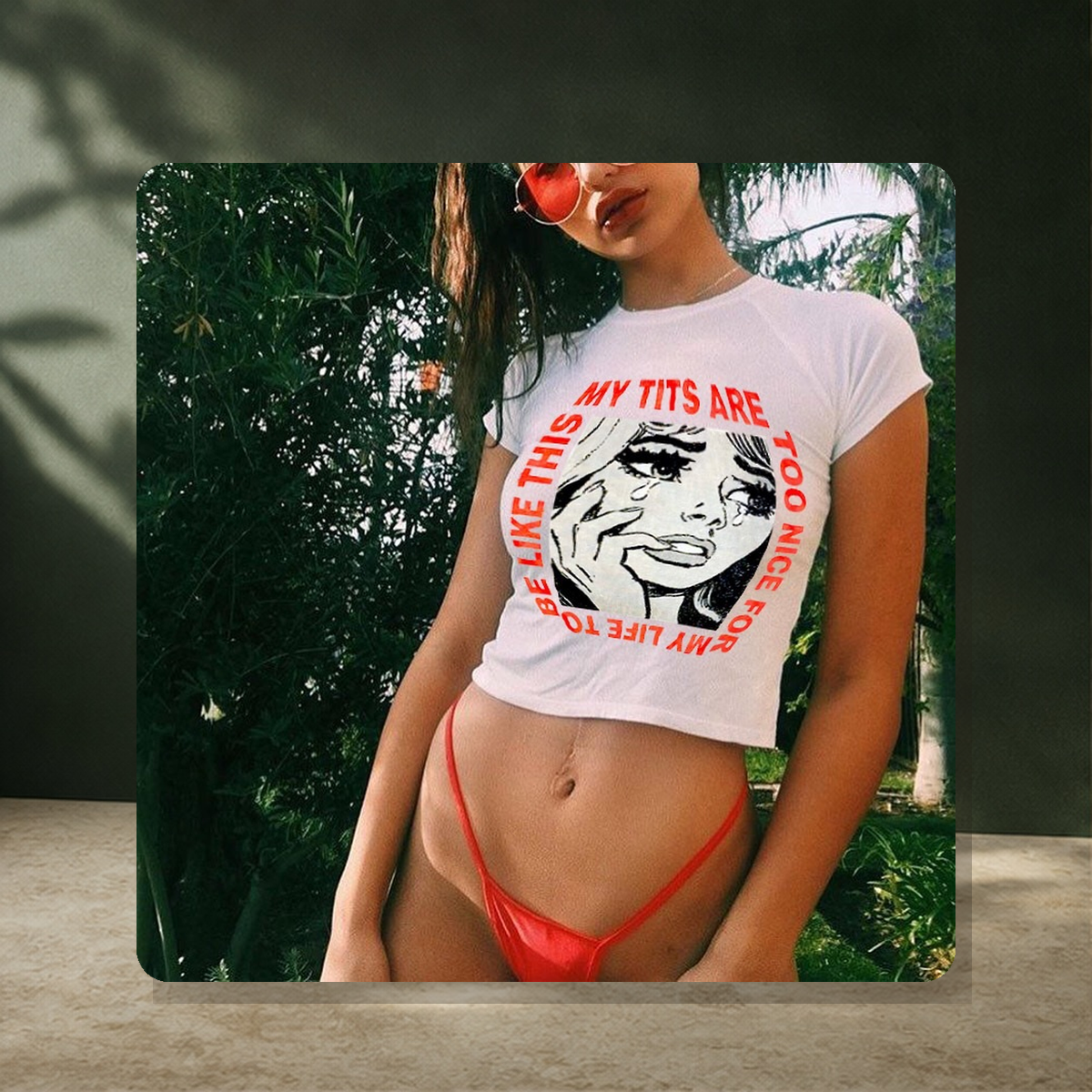T-shirt ajusté à col rond — Blanc — vue 5