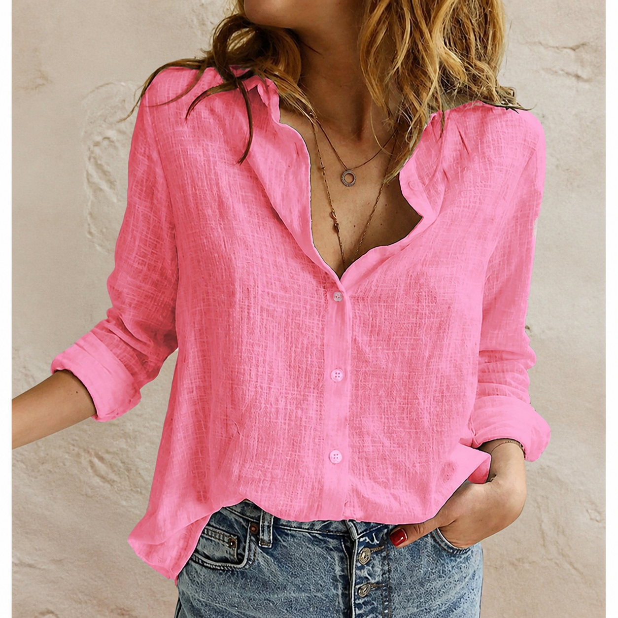 Chemise ample à col revers — Pink2 — vue 3