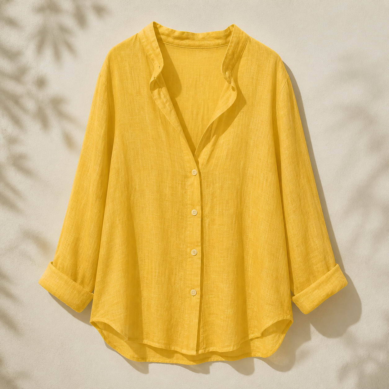 Chemise ample à col revers — Jaune — vue 4