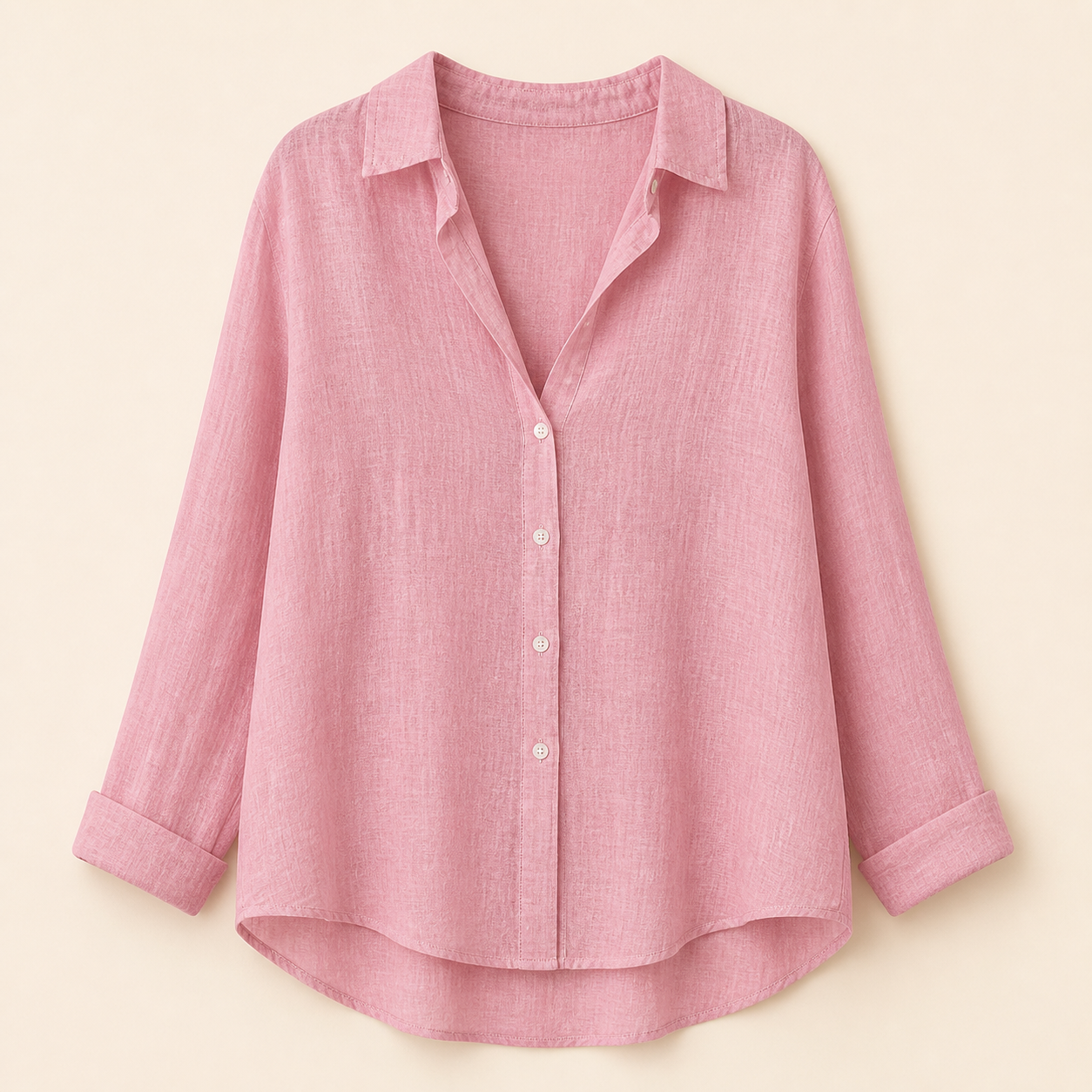 Chemise ample à col revers — Rose — vue 6