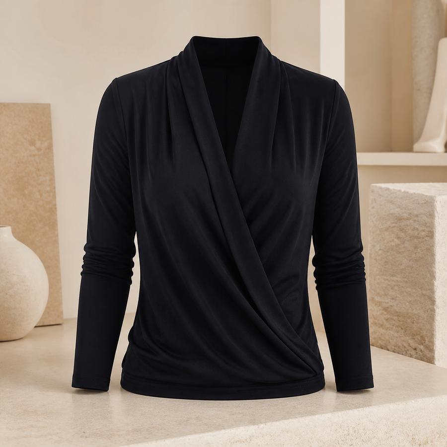 Blouse fluide à col V — Noir — vue 1