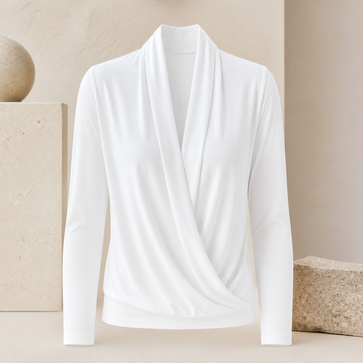 Blouse fluide à col V — Blanc — vue 3