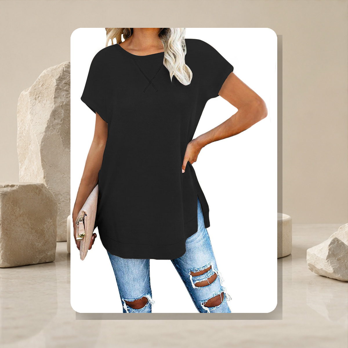 T-shirt essentiel à manches courtes — Noir — vue 5