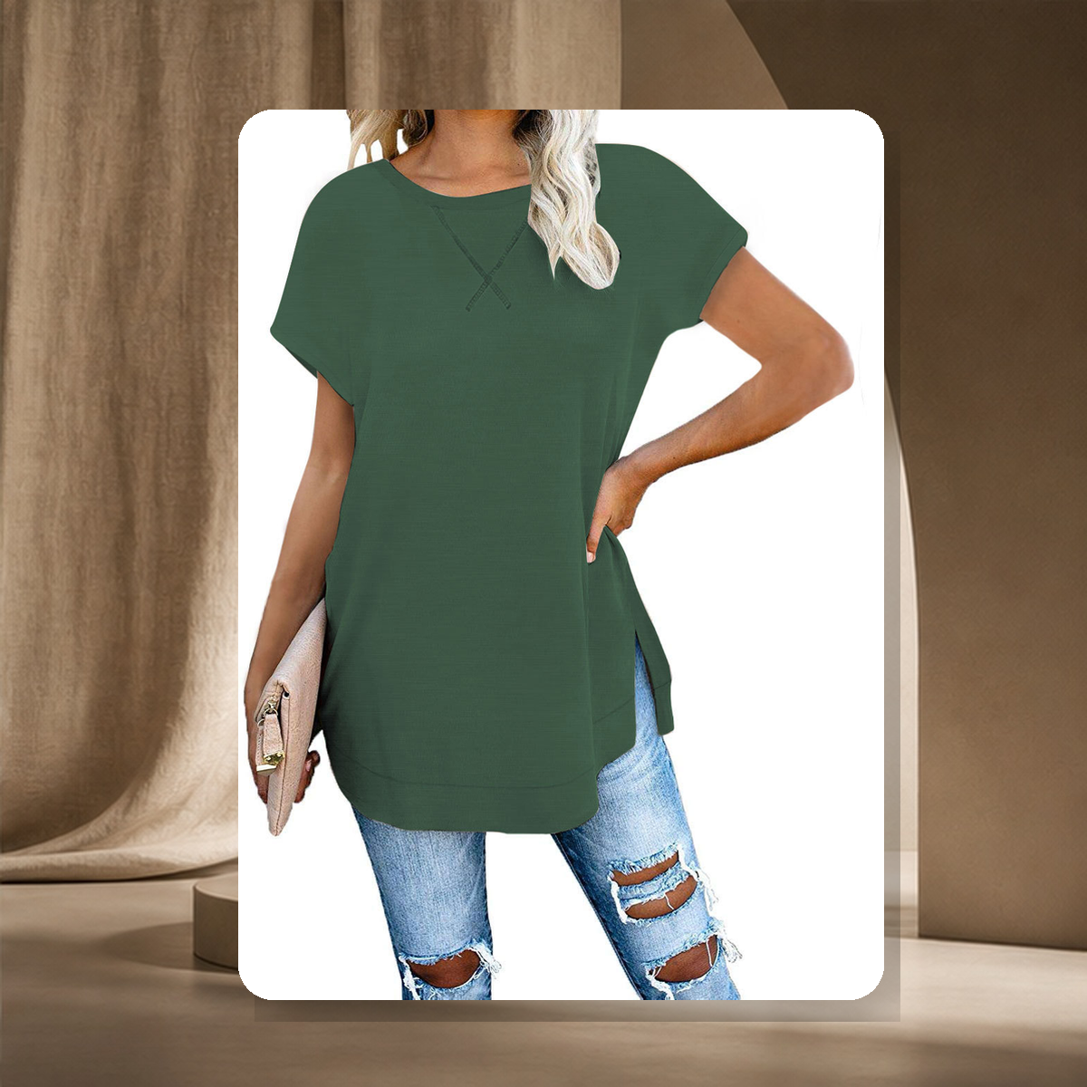 T-shirt essentiel à manches courtes — Vert — vue 6