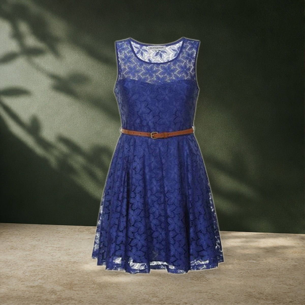 Robe ajustée en dentelle — Bleu — vue 3