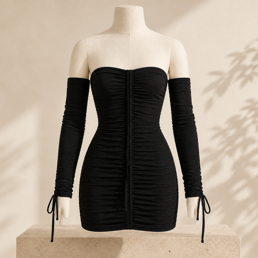 Robe moulante à épaules dénudées — Noir — vue 1