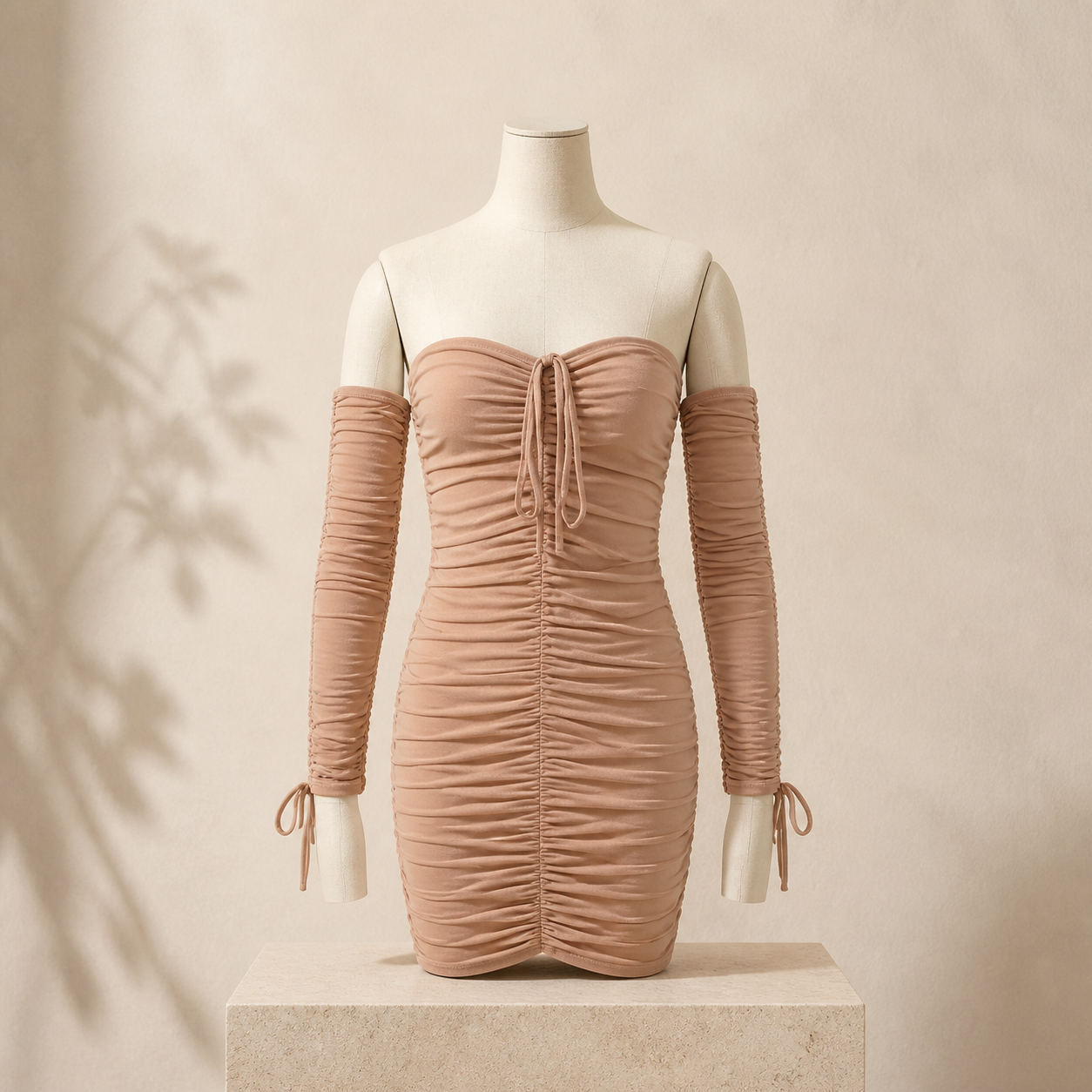Robe moulante à épaules dénudées — Coffee — vue 2