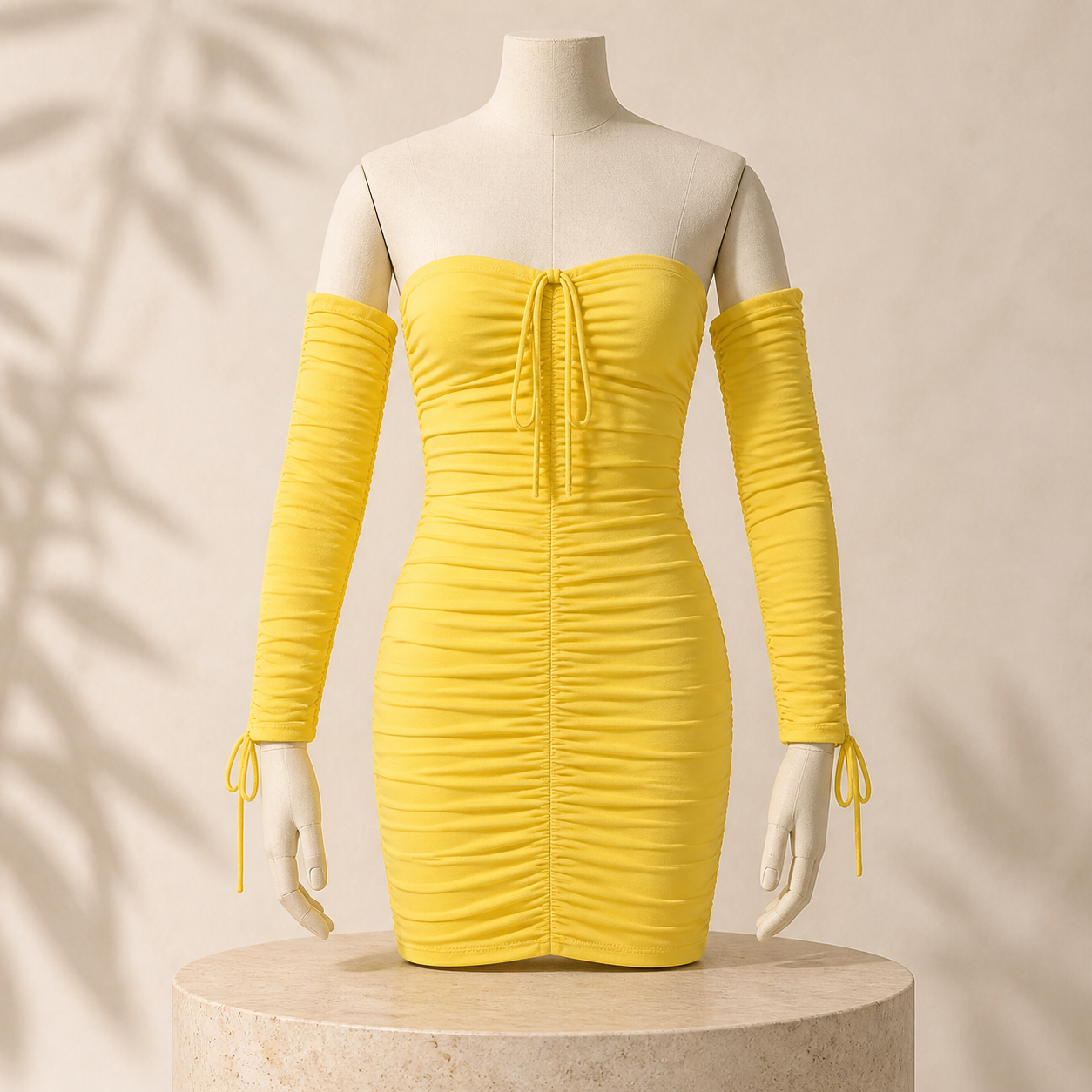 Robe moulante à épaules dénudées — Jaune — vue 4