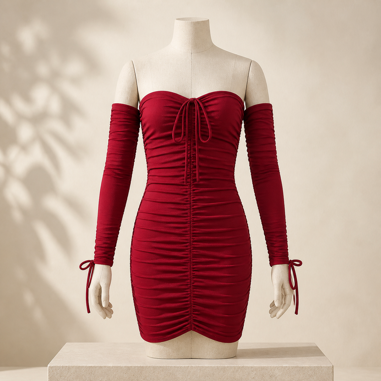 Robe moulante à épaules dénudées — Rouge — vue 5