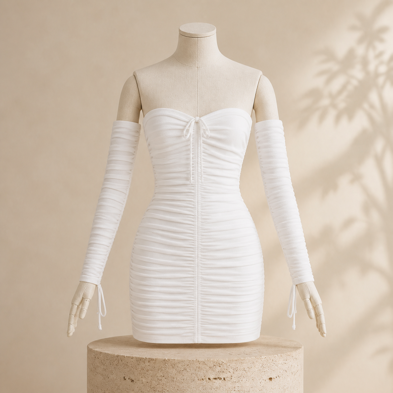 Robe moulante à épaules dénudées — Blanc — vue 6