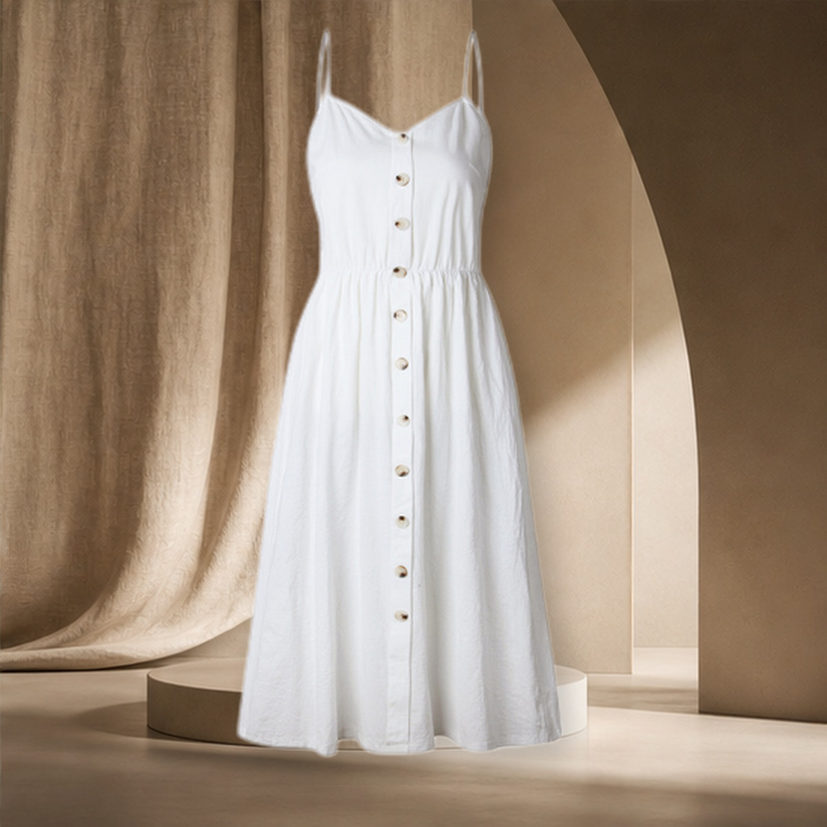 Robe chasuble boutonnée à poches — Blanc — vue 4
