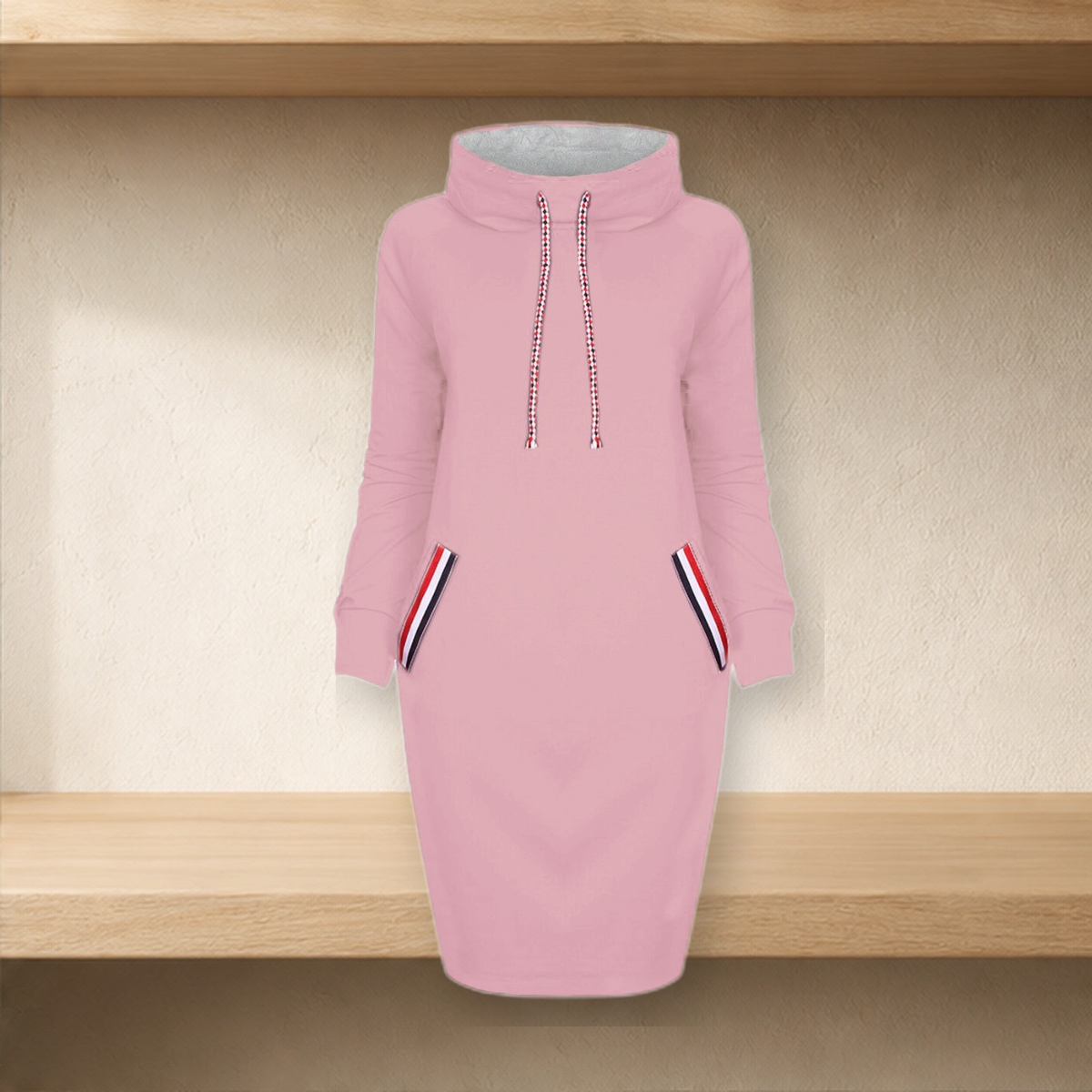 Robe d’hiver à col montant — Rose — vue 3